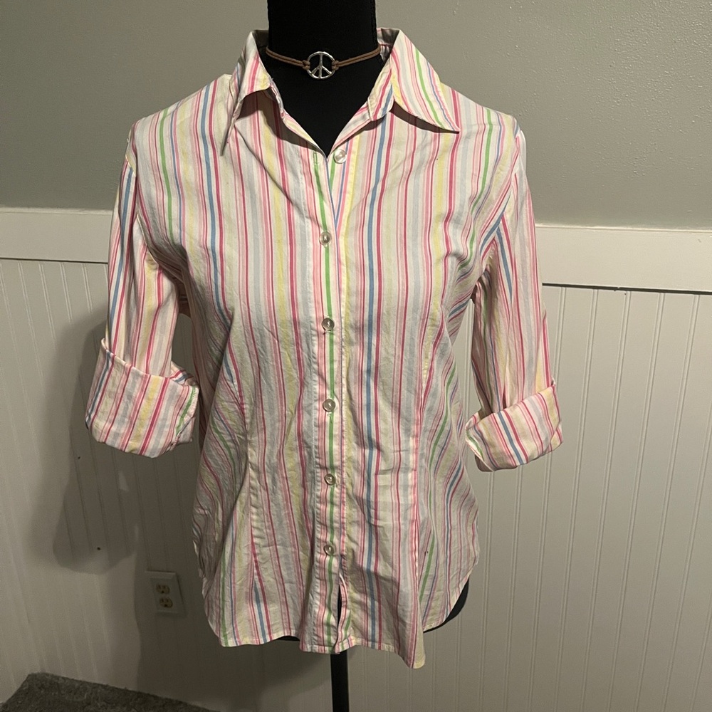 Striped Button-Up Women's Top